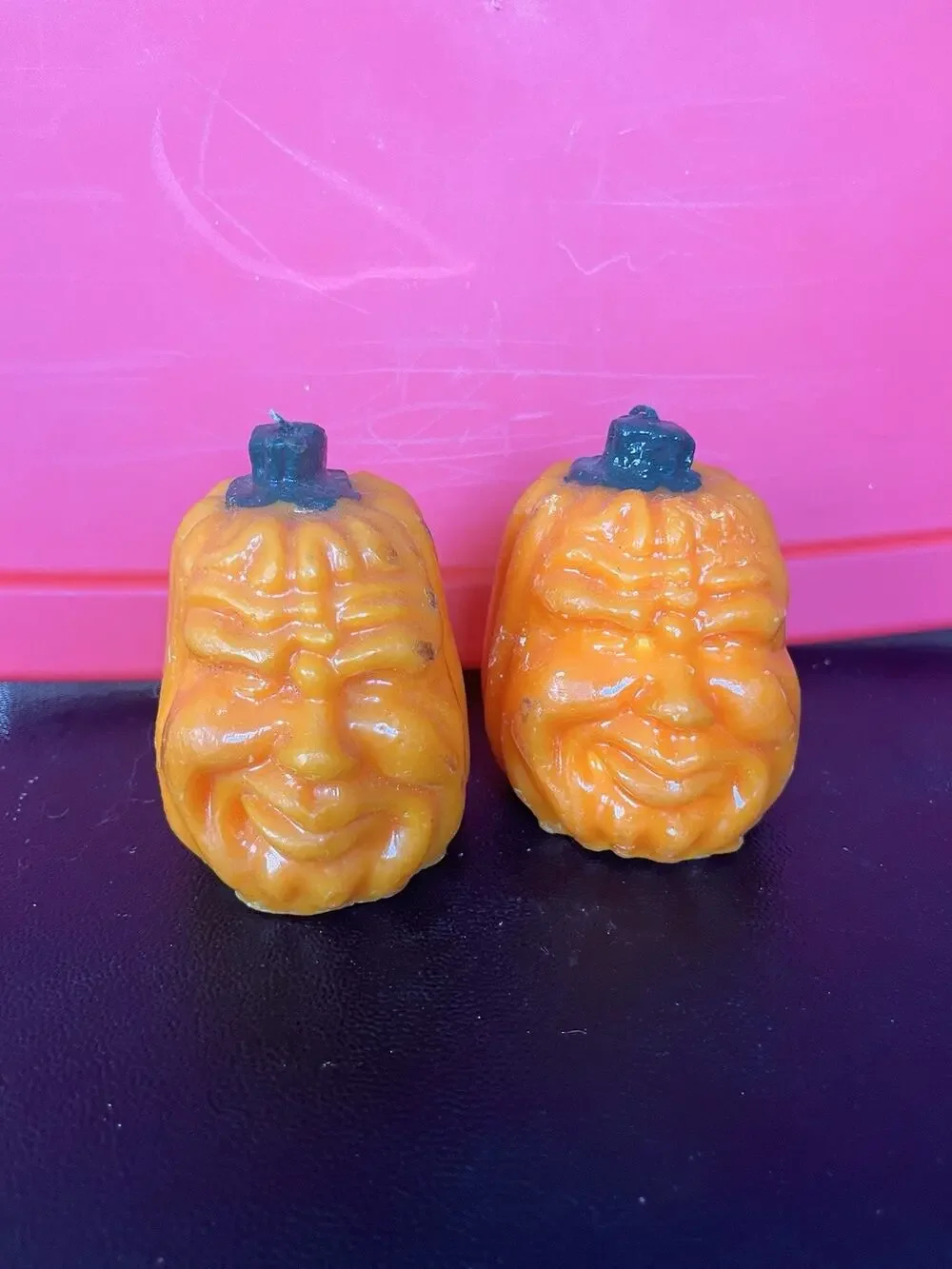 Vintage 1980’s Todd Masters Jack O Lantern Pumpkin Candles Halloween Faces Set 2